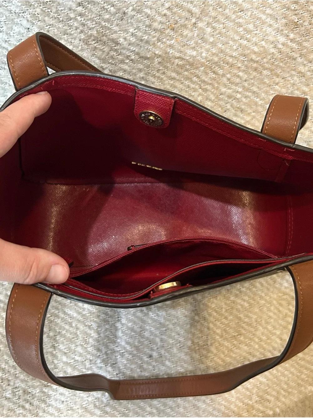 Coach Black Signature Horse and Carriage Tote with Brown Leather Trim EUC